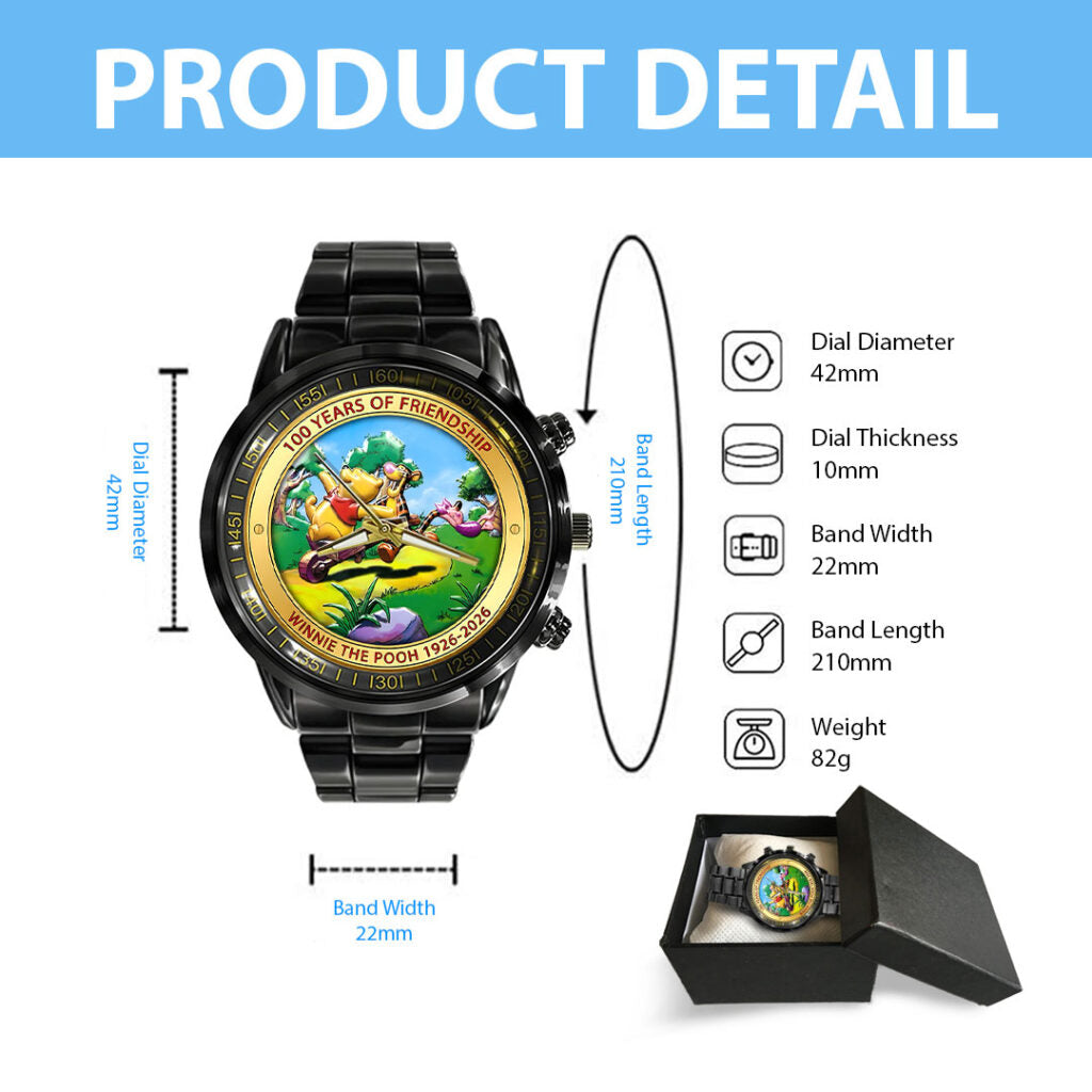 Winnie-the-Pooh 100th Anniversary Black Stainless Steel Watch - HOATT15635