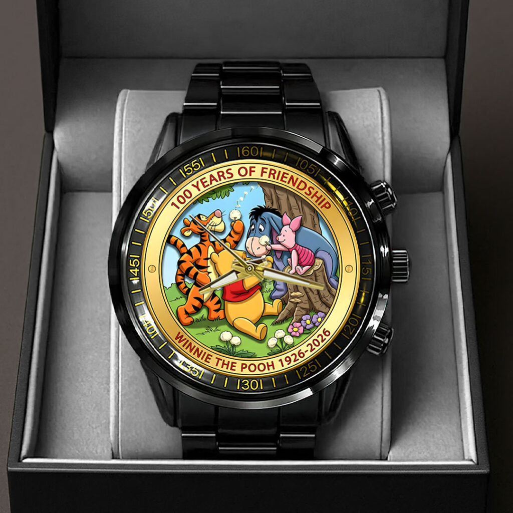 Winnie-the-Pooh 100th Anniversary Black Stainless Steel Watch - HOATT15636