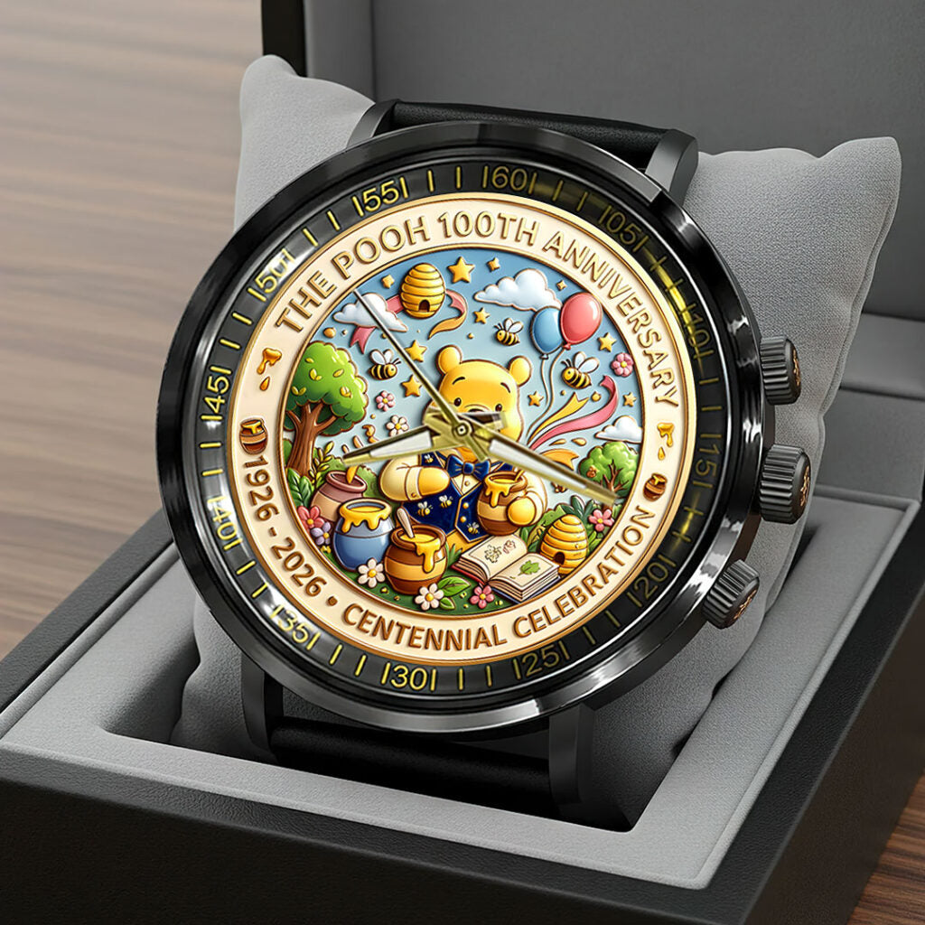 Winnie-the-Pooh 100th Anniversary Black Stainless Steel Watch - HOATT15694