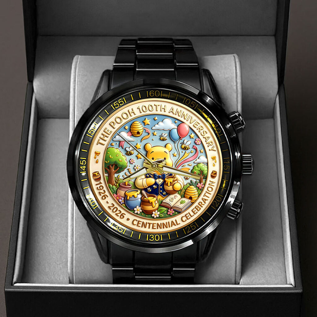 Winnie-the-Pooh 100th Anniversary Black Stainless Steel Watch - HOATT15694