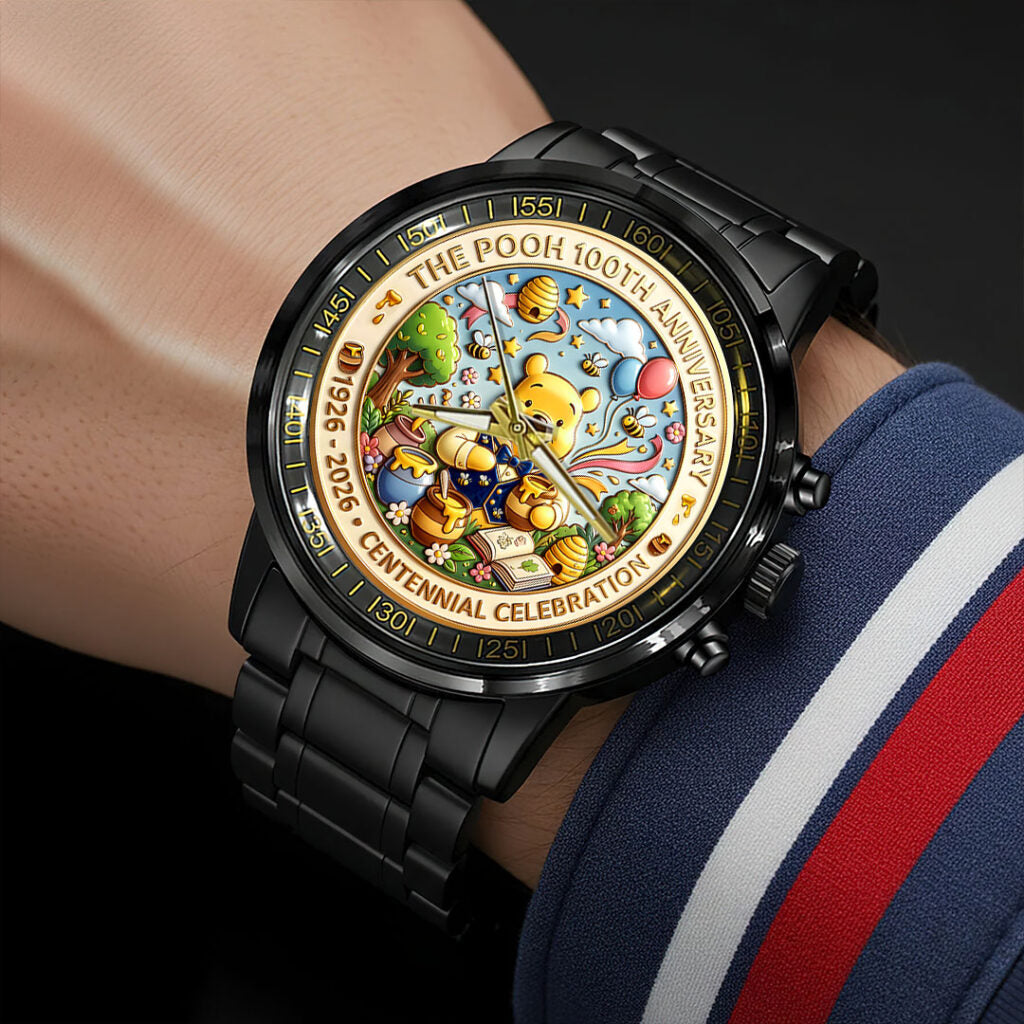 Winnie-the-Pooh 100th Anniversary Black Stainless Steel Watch - HOATT15694
