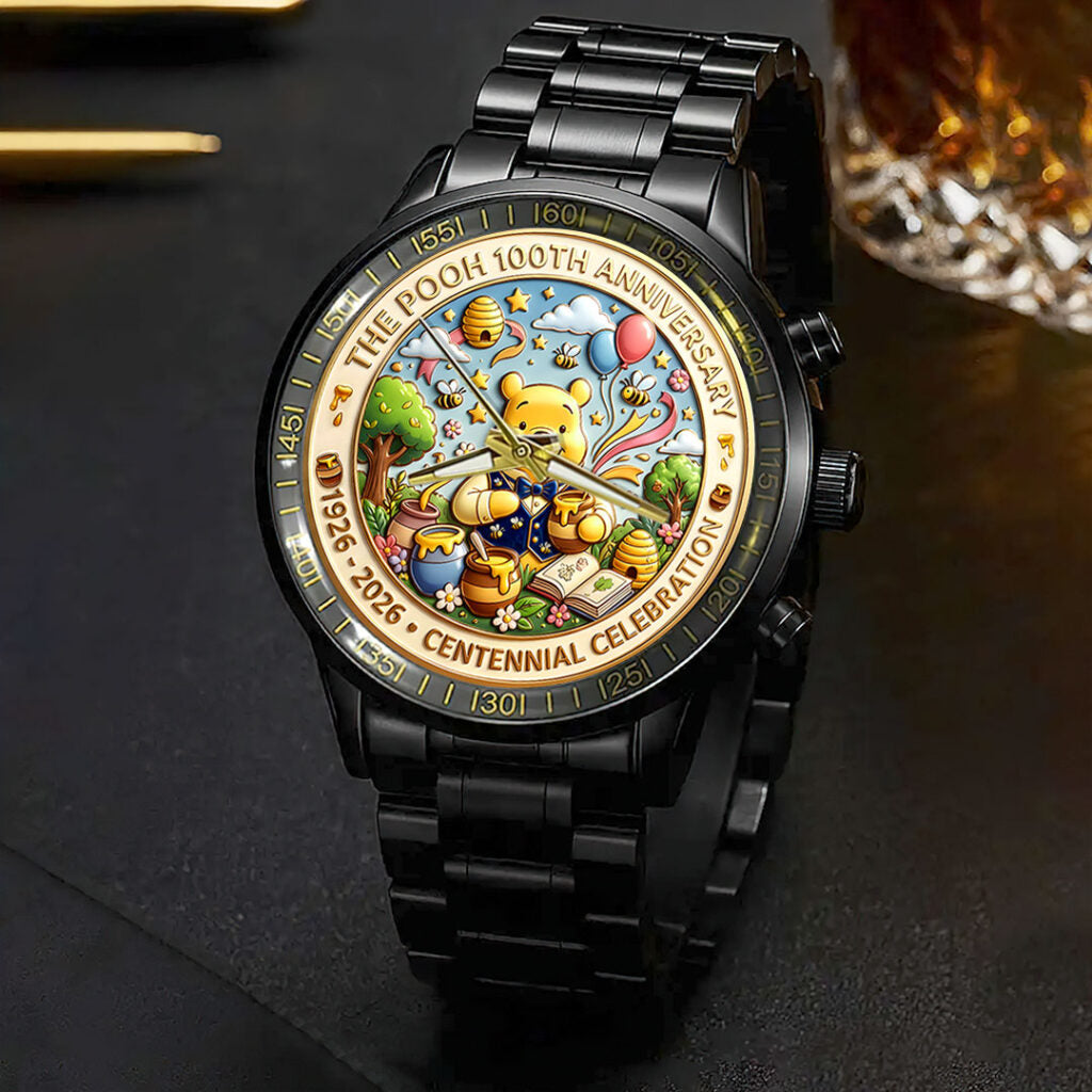 Winnie-the-Pooh 100th Anniversary Black Stainless Steel Watch - HOATT15694