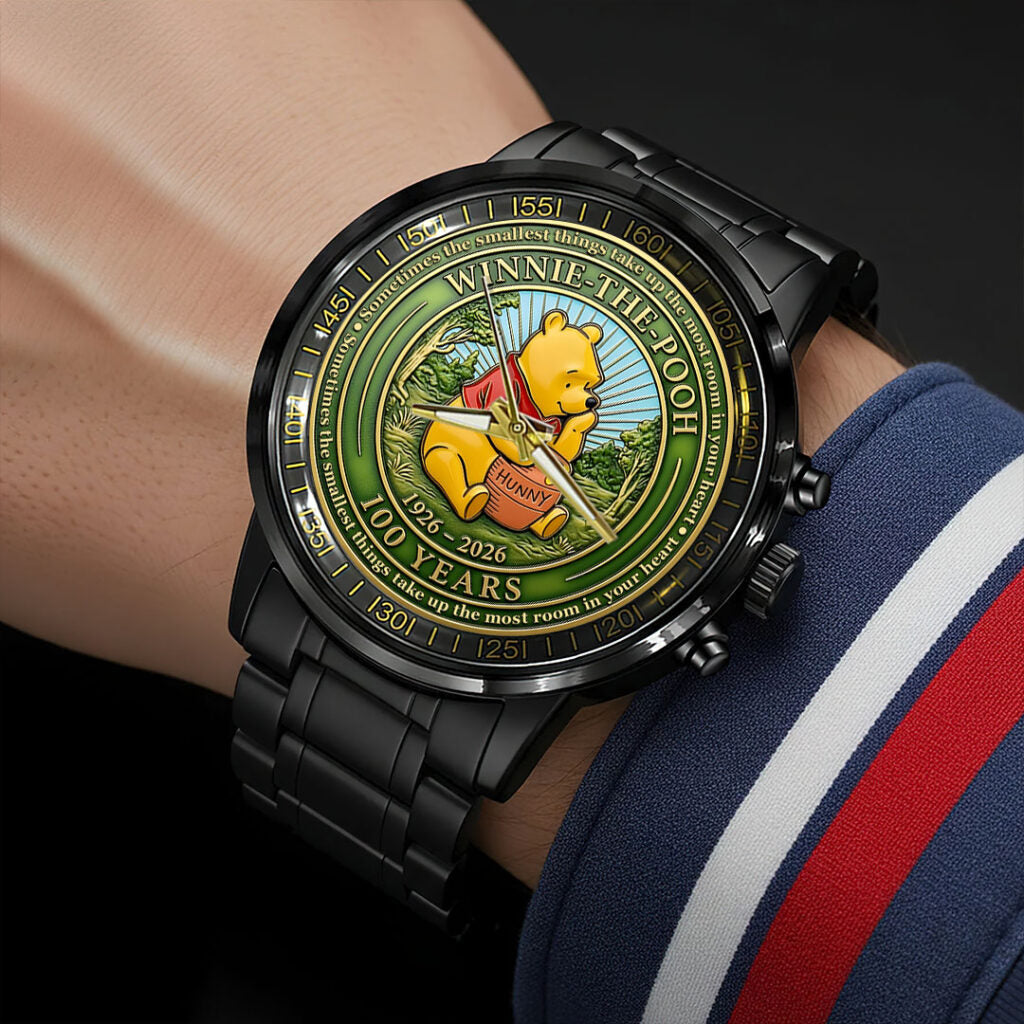 Winnie-the-Pooh 100th Anniversary Black Stainless Steel Watch - HOATT15695