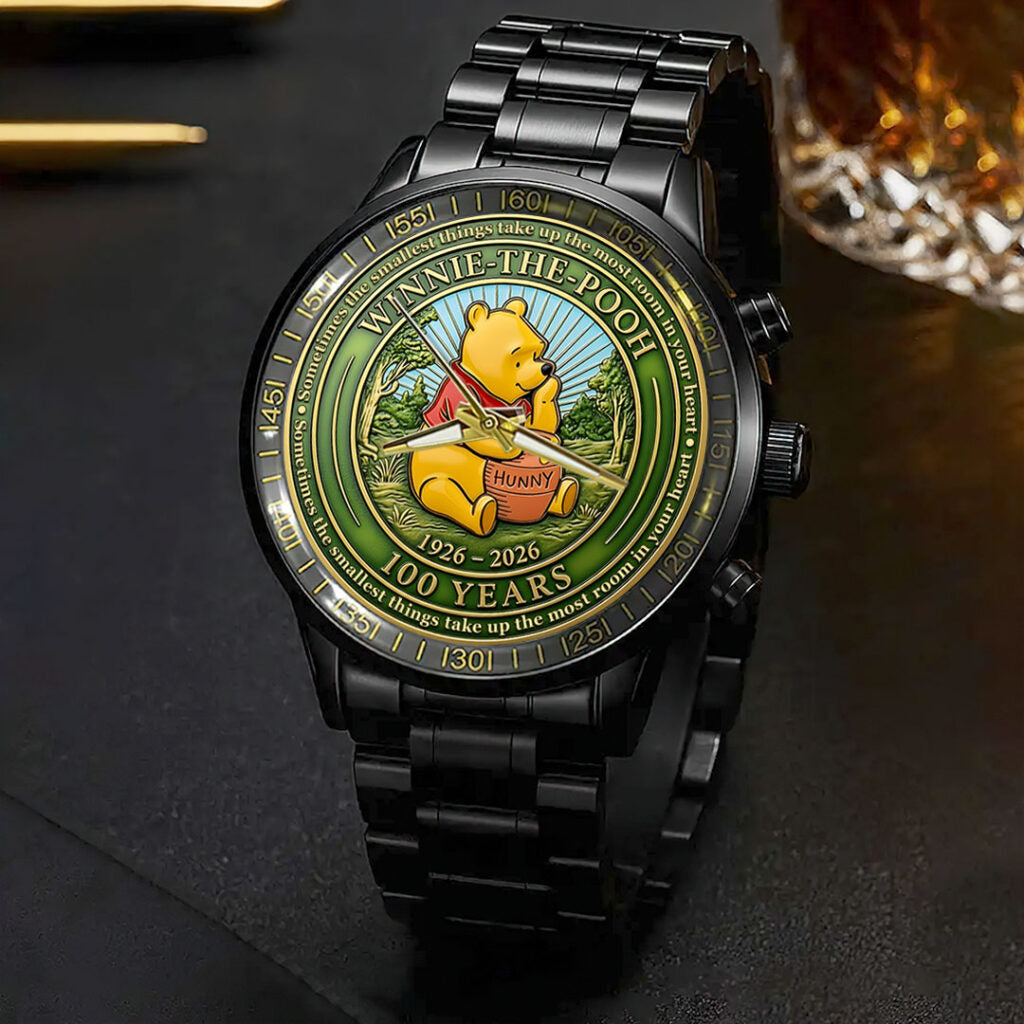 Winnie-the-Pooh 100th Anniversary Black Stainless Steel Watch - HOATT15695