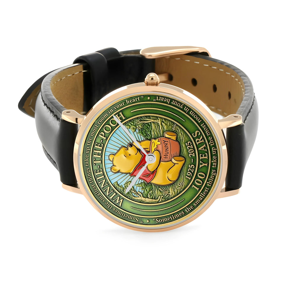 Winnie-the-Pooh 100th Anniversary Black Stitched Leather Watch - MAITM14502