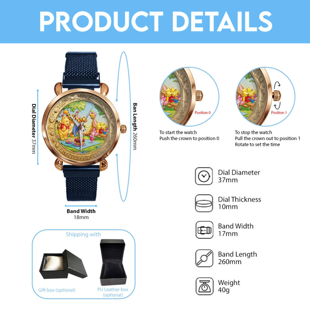 Winnie-the-Pooh 100th Anniversary Mesh Strap Quartz Watch - TMTHU4725