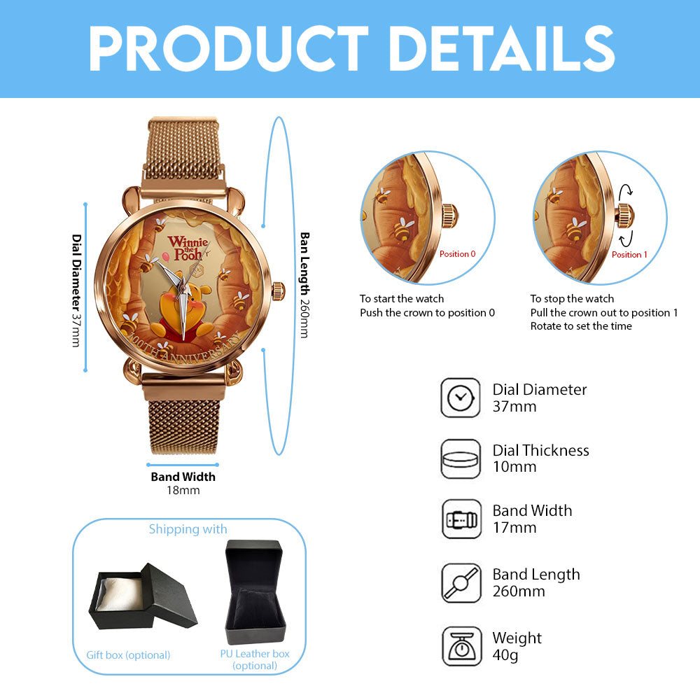 Winnie-the-Pooh 100th Anniversary Mesh Strap Quartz Watch - TMTHU6022
