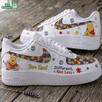 Winnie the Pooh Bee Kind Different, Not Less Autism Awareness Low Top Sneakers