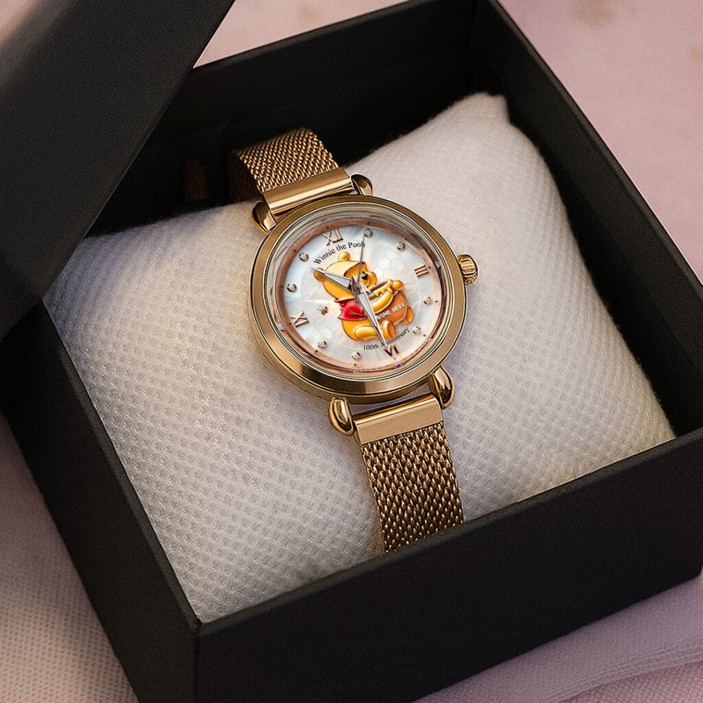 Personalized Winnie-the-Pooh 100th Anniversary Mesh Strap Quartz Watch - VANDH5010