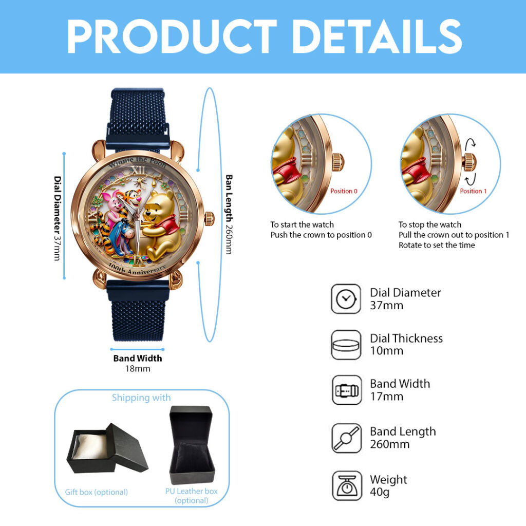 Winnie-the-Pooh 100th Anniversary Mesh Strap Quartz Watch - VANDH5017
