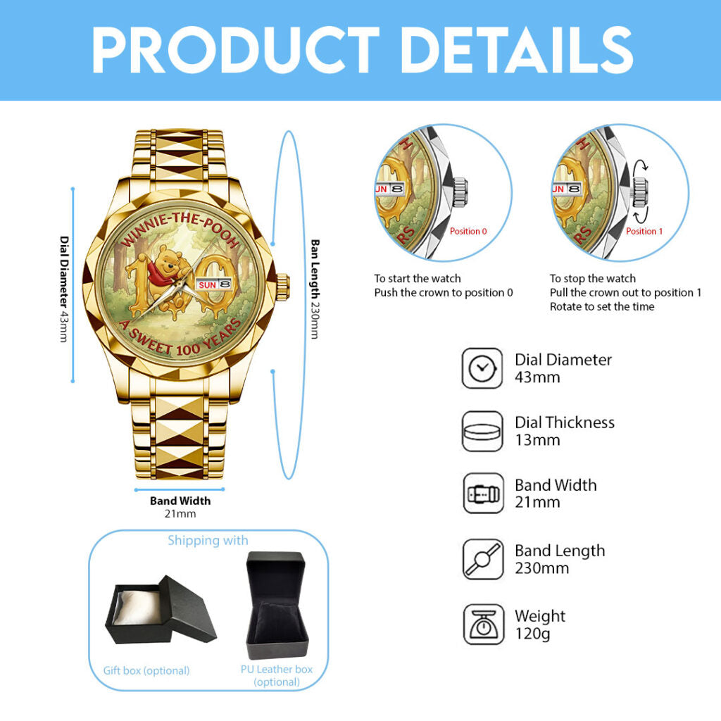Winnie-the-Pooh 100th Anniversary Alloy Luxury Quartz Watch - TMTHU2891