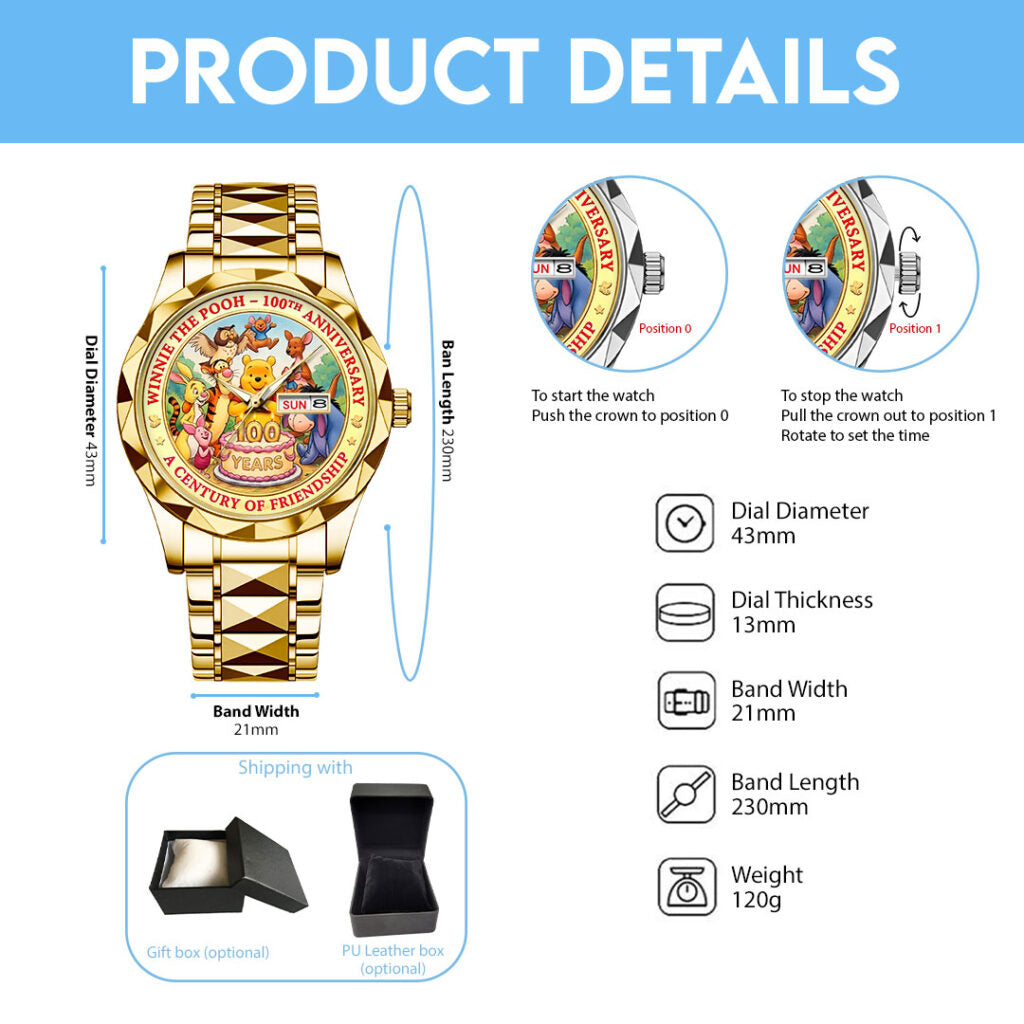 Winnie-the-Pooh 100th Anniversary Alloy Luxury Quartz Watch - TMTHU2921