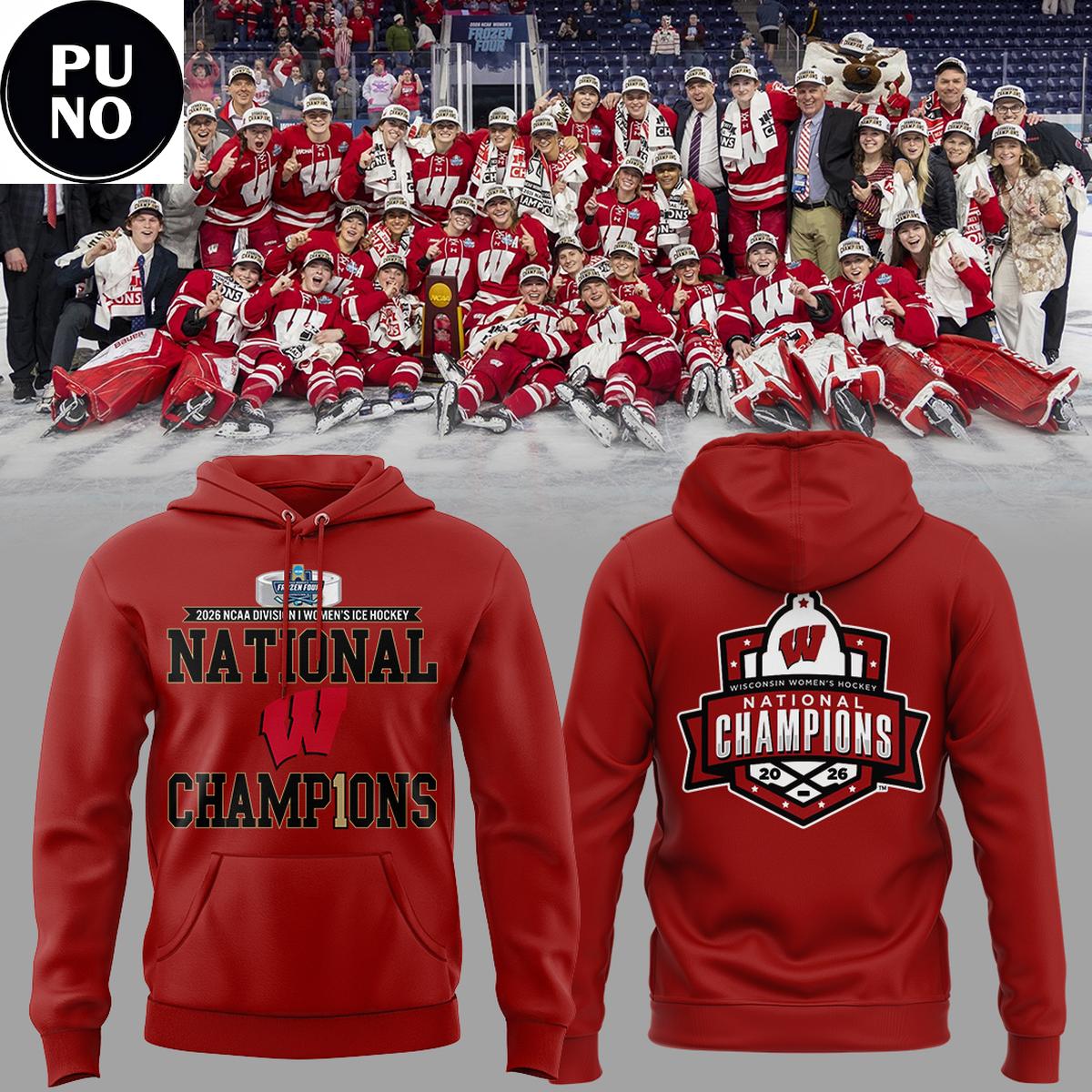 Wisconsin Badgers 2026 NCAA Frozen Four Women's Ice Hockey National Champions Hoodie T-Shirt