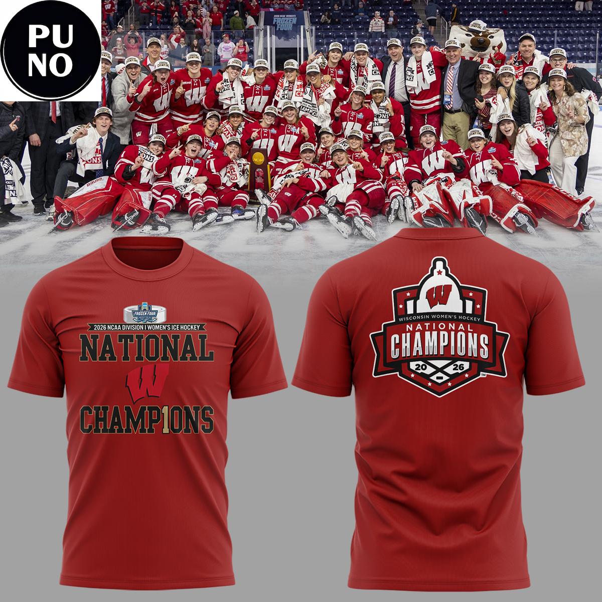 Wisconsin Badgers 2026 NCAA Frozen Four Women's Ice Hockey National Champions Hoodie T-Shirt
