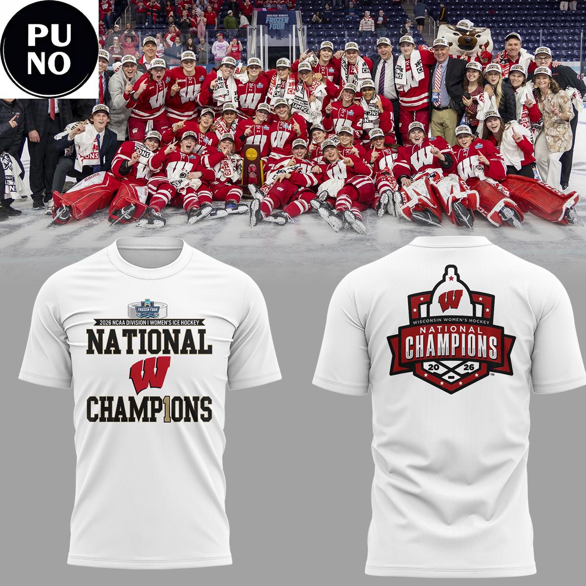Wisconsin Badgers 2026 NCAA Frozen Four Women's Ice Hockey National Champions Hoodie T-Shirt