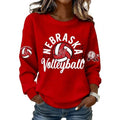 WomenS Retro Nebraska Volleyball Printed Waffle Sweatshirt