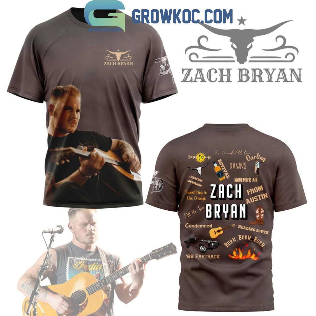 Zach Bryan From Austin Burn Burn Burn Go Fastback Hoodie Shirts