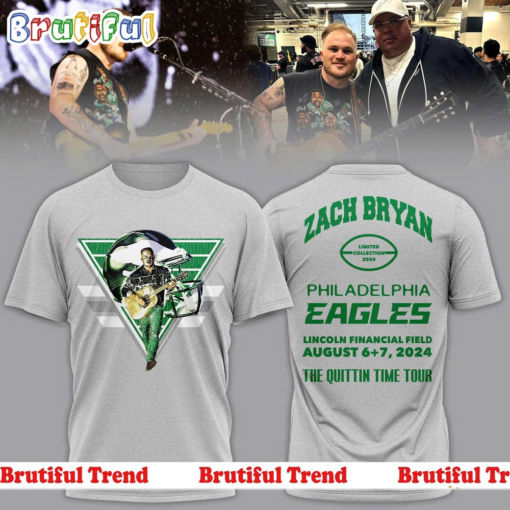 Zach Bryan Philadelphia Eagles The Quittin Time Tour T Shirt