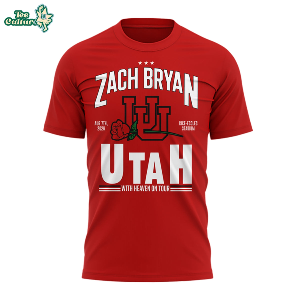 Zach Bryan Utah Utes Football With Heaven On Tour Red 2026 Shirt