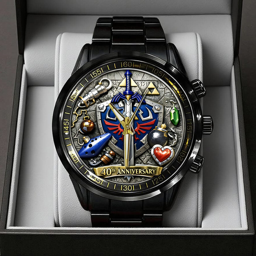 The Legend of Zelda 40th Anniversary Black Stainless Steel Watch - TANTN19995