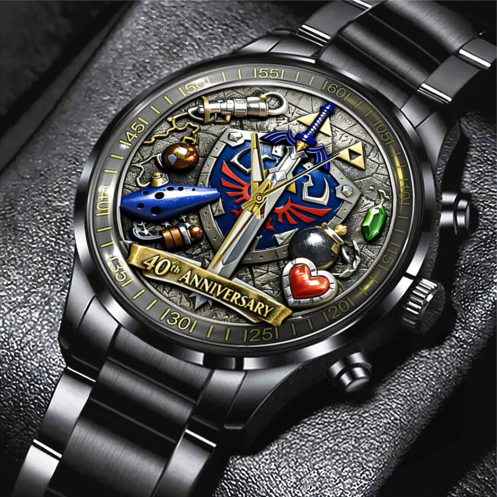 The Legend of Zelda 40th Anniversary Black Stainless Steel Watch - TANTN19995