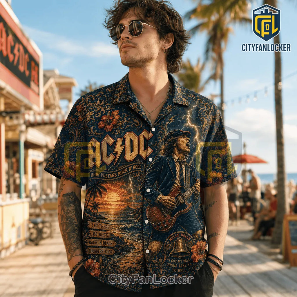 ACDC Vintage Navy Blue Premium Hawaiian Shirt