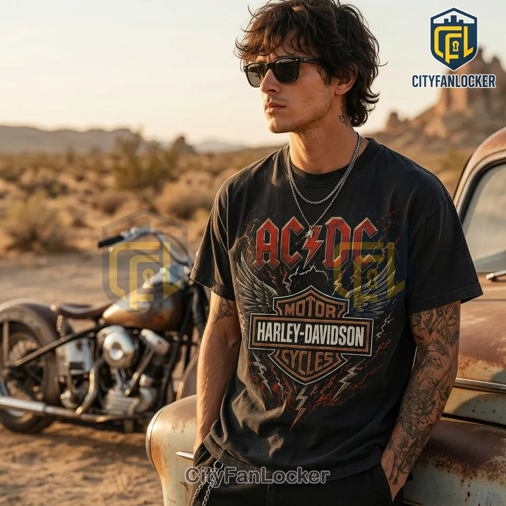 AC/DC x Harley-Davidson Vintage Black T-Shirt