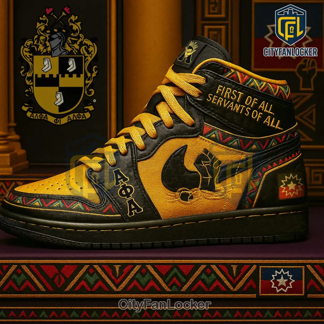 Alpha Phi Alpha Gold Black Heritage Custom High-Top Sneaker