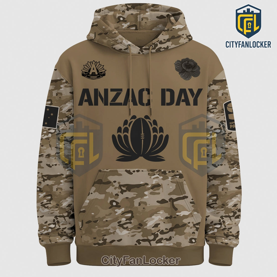 ANZAC Day Lest We Forget Camo Premium Hoodie