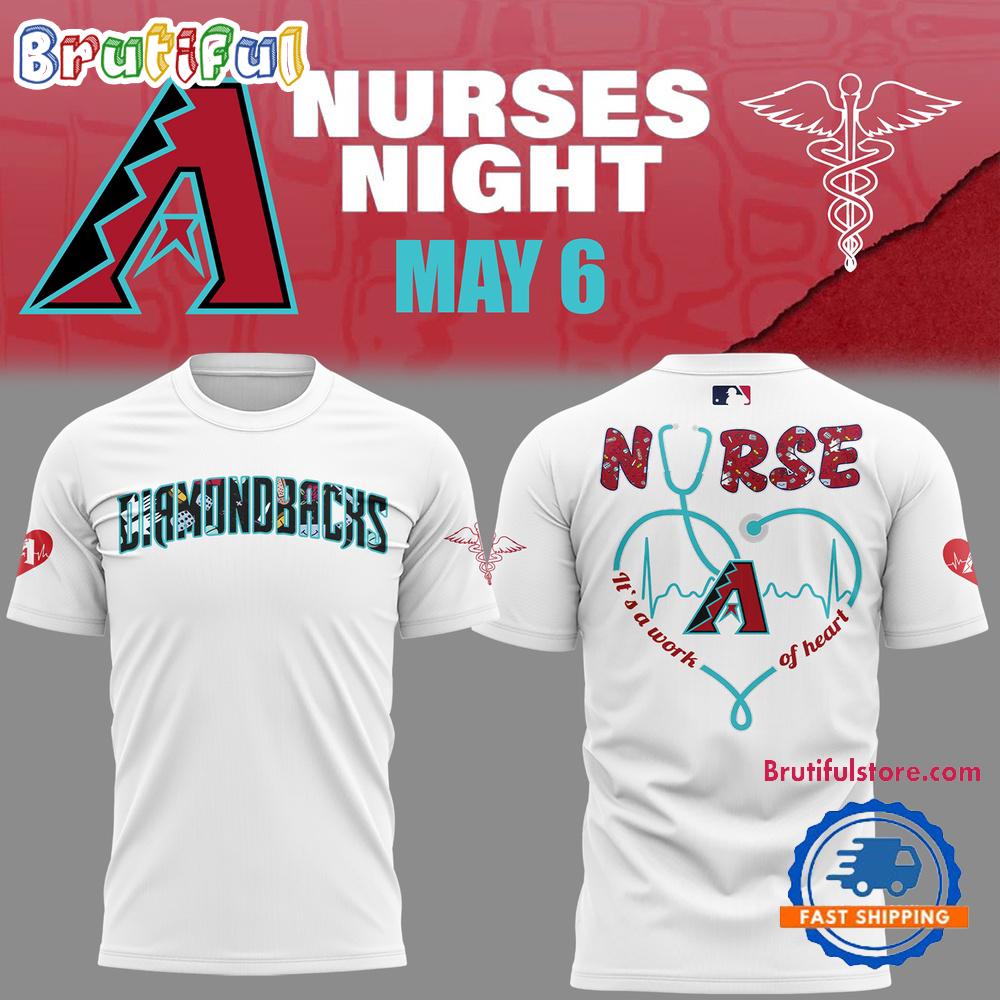 Arizona Diamondbacks NURSES NIGHT White Hoodie T-Shirt