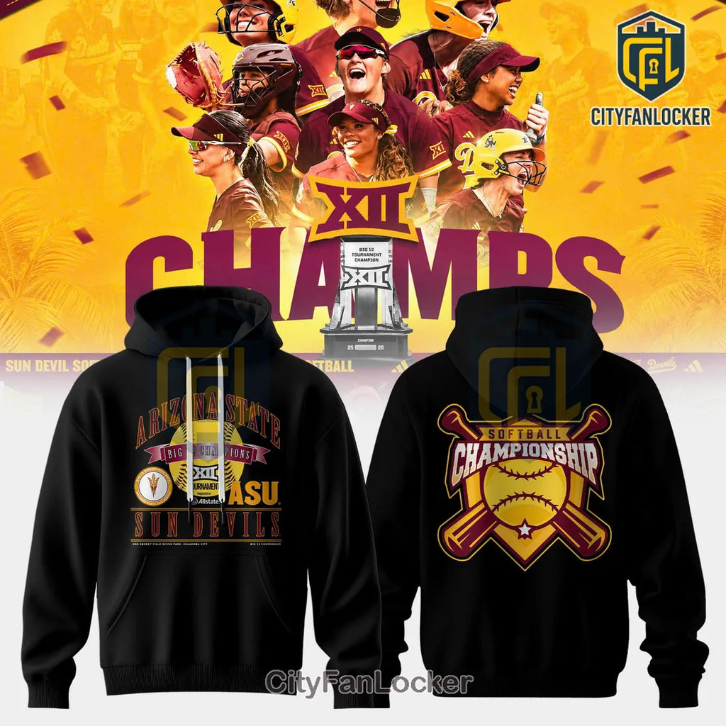 Arizona State Sun Devils 2026 Big 12 Softball Champions Hoodie