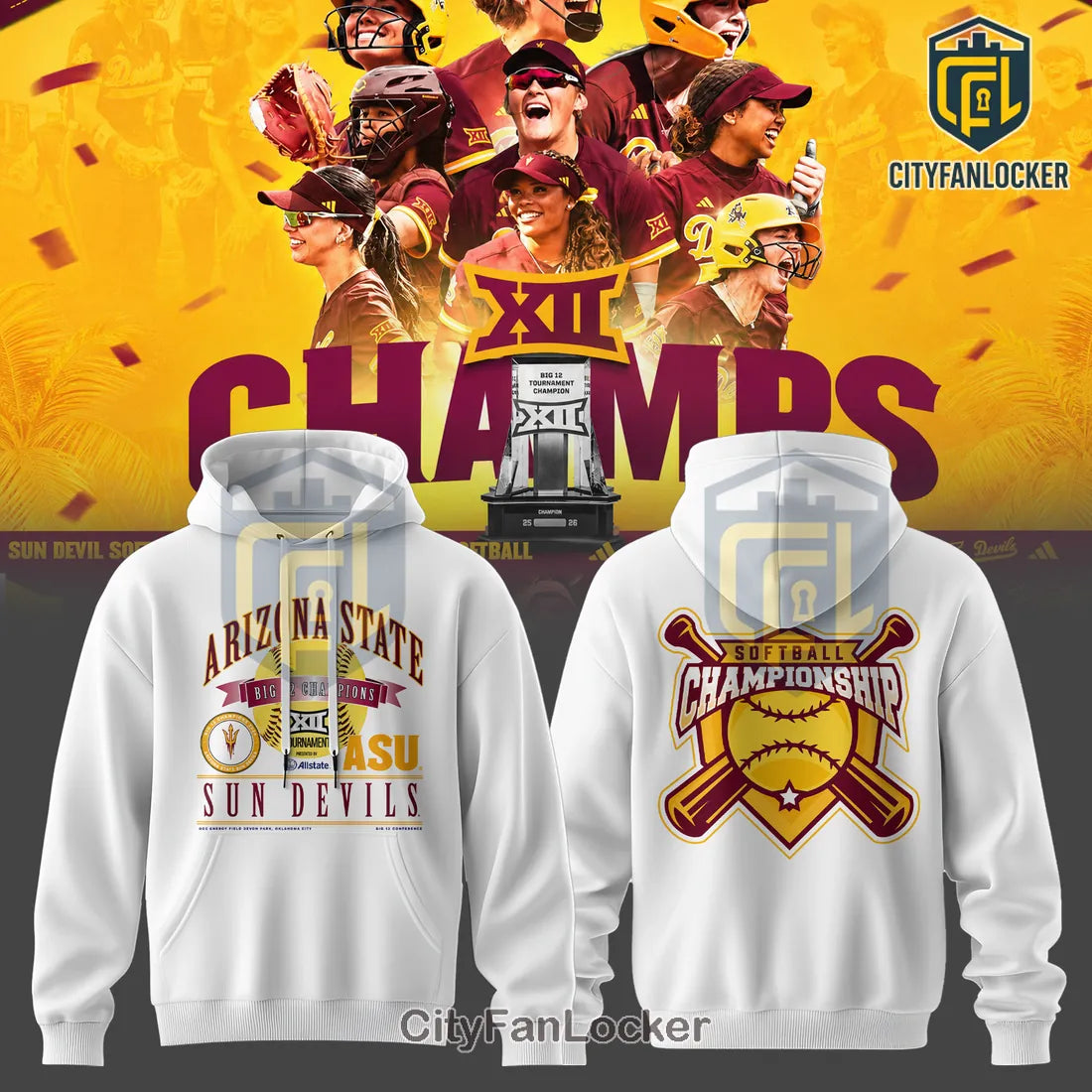 Arizona State Sun Devils 2026 Big 12 Softball Tournament Hoodie