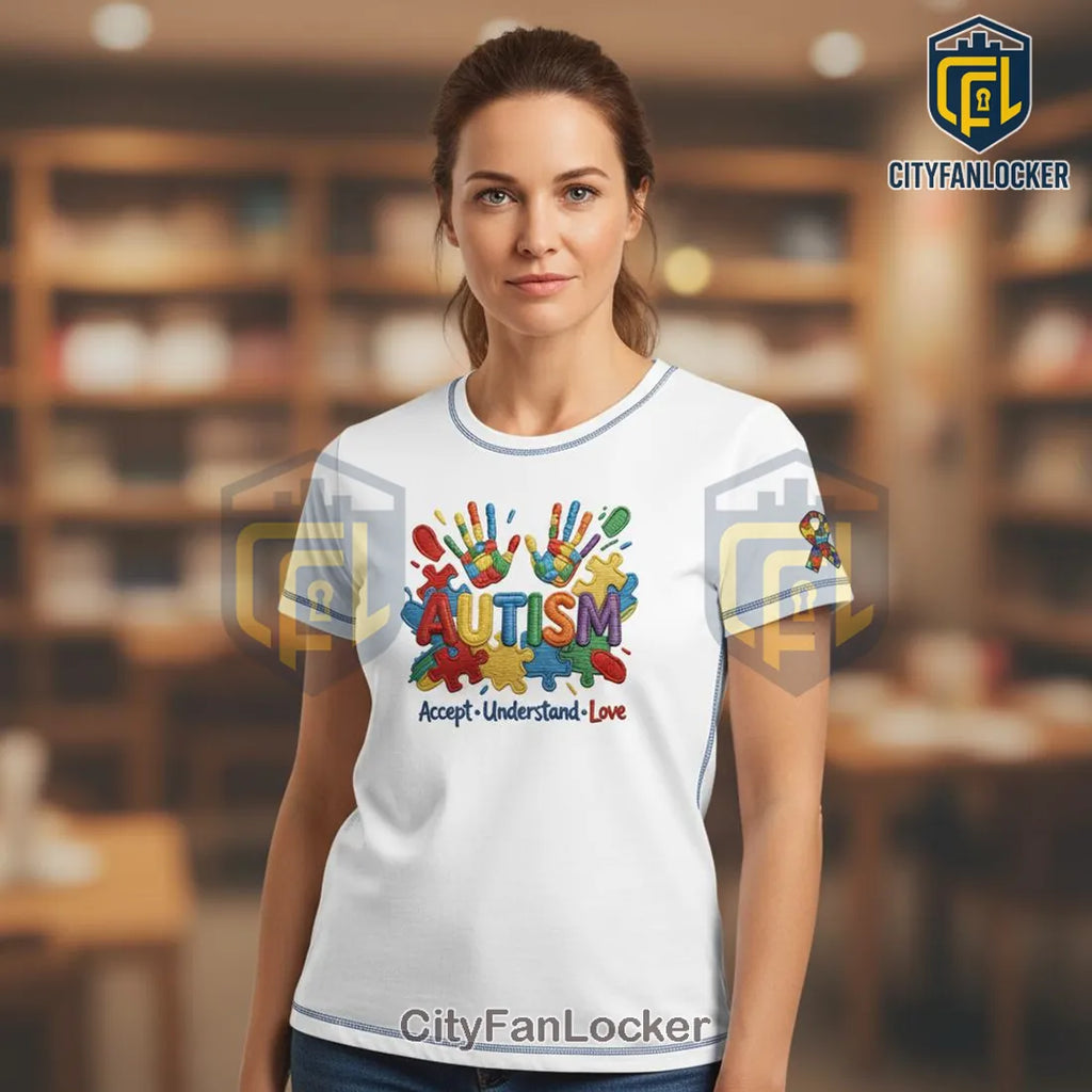 Autism Awareness Accept Understand Love Puzzle Piece Graphic T-Shirt