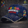 Autism Awareness Puzzle Ribbon Distressed Baseball Cap 2026