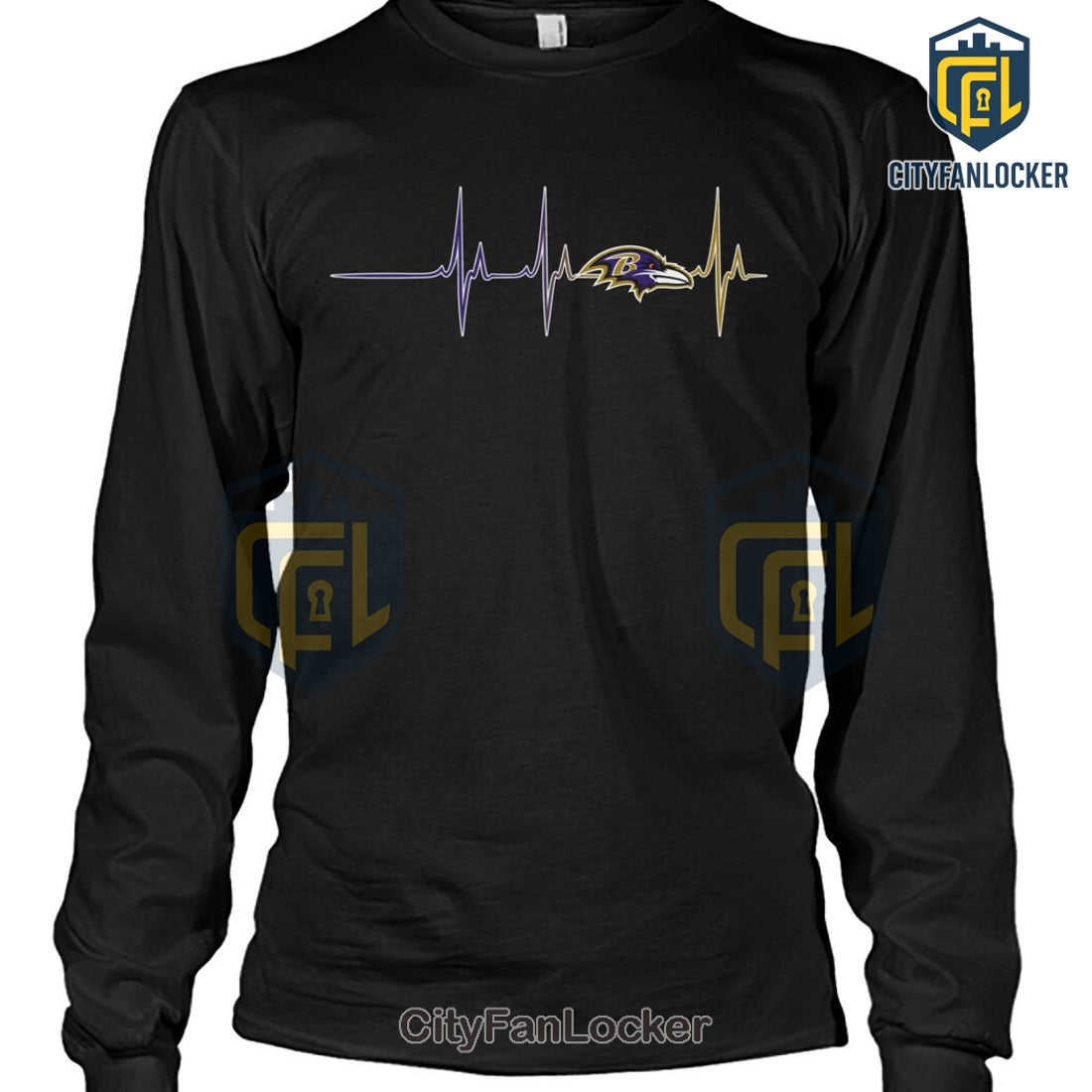 Baltimore Ravens Heartbeat ECG Graphic T-Shirt