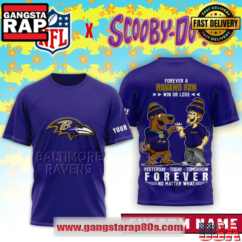 Baltimore Ravens x Scooby Doo Premium Custom Name 3D Shirt