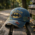 Batman Dark Knight EST 1939 Distressed Blue Denim Baseball Cap