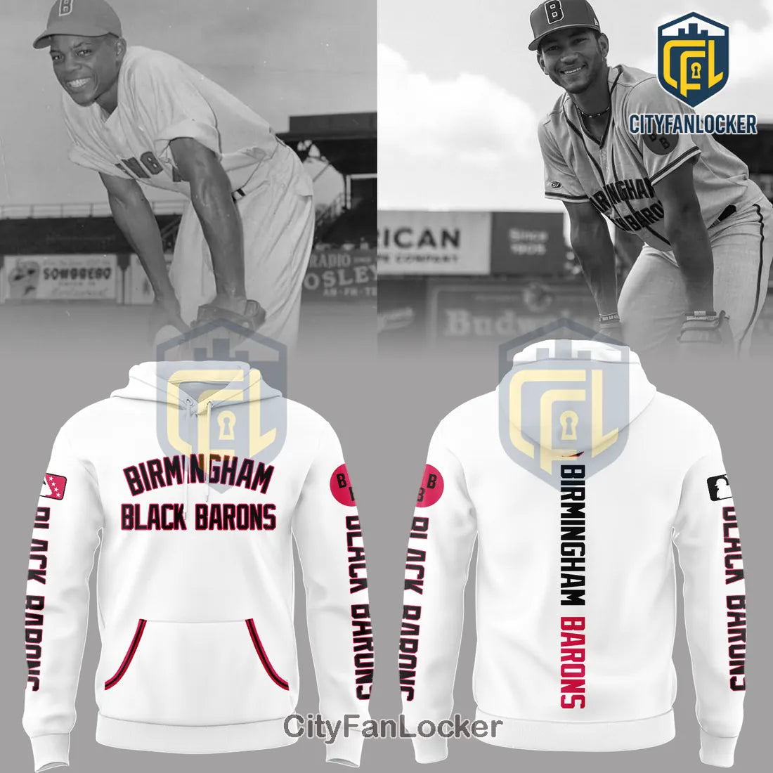 Birmingham Black Barons Limited Edition White Hoodie