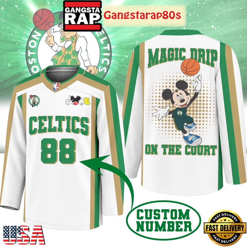 Boston Celtics Premium NBA Magic Drip Long Jersey Shirt