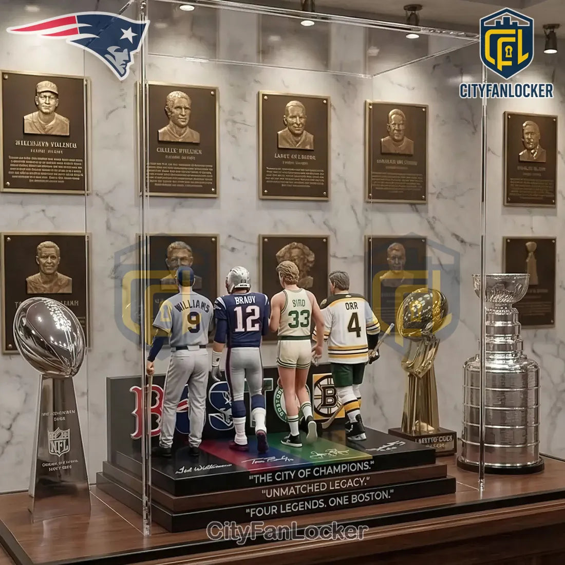 Boston Sports Legends Commemorative Signed Display 3D Figure Set
