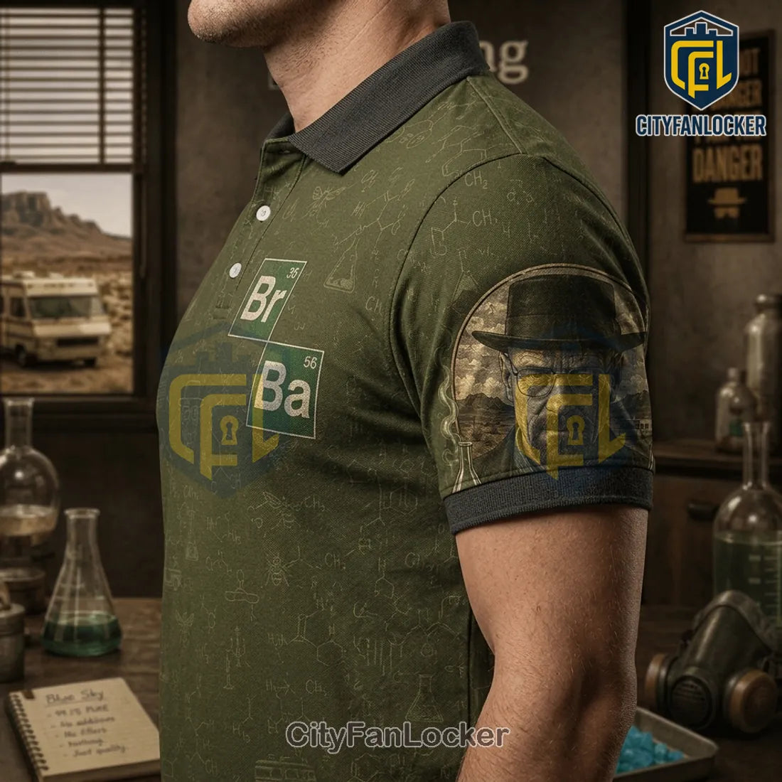 Breaking Bad Heisenberg I Am The One Who Knocks Olive Polo Shirt