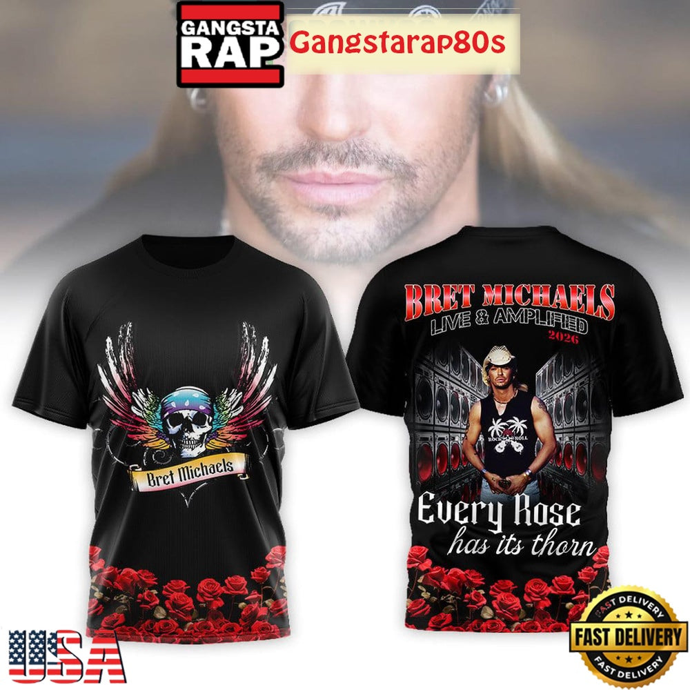 Bret Michaels Every Rose Has Uts Thorn Black 3D Shirt