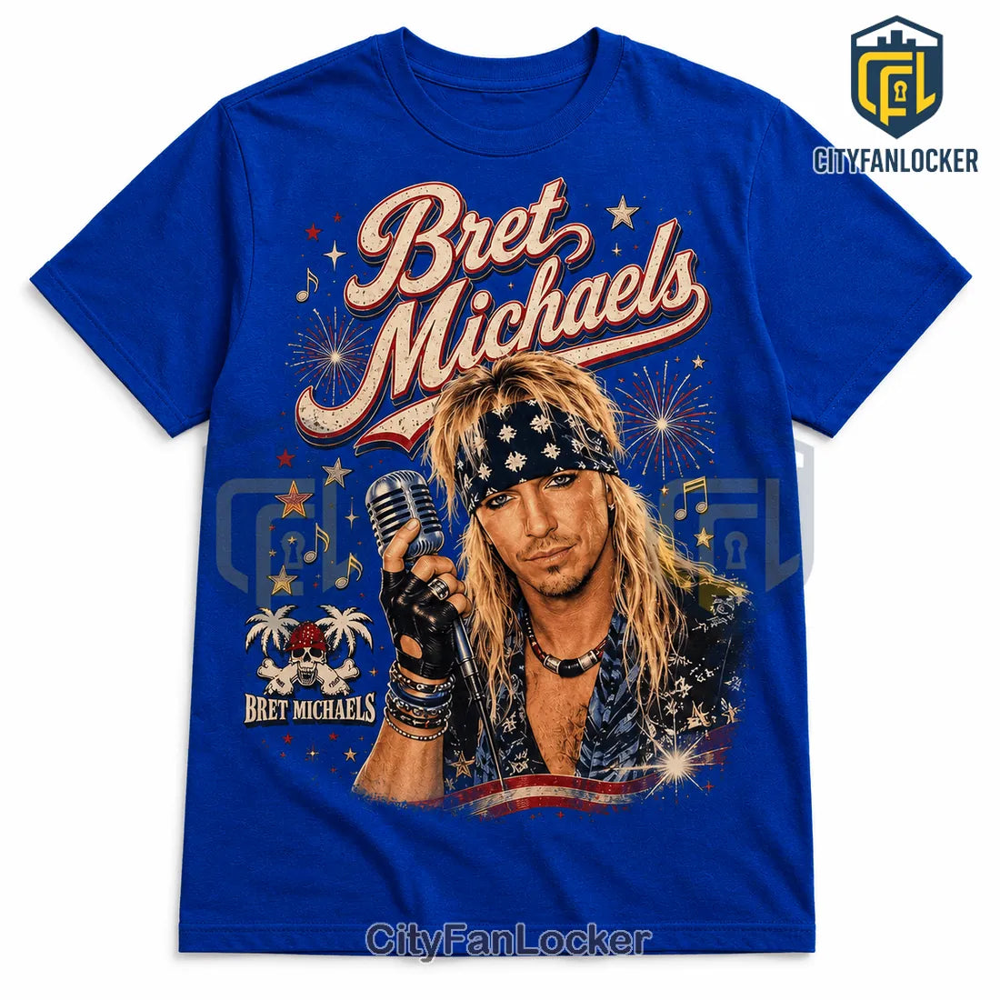 Bret Michaels Red White and Bret Casual Crewneck Shirt