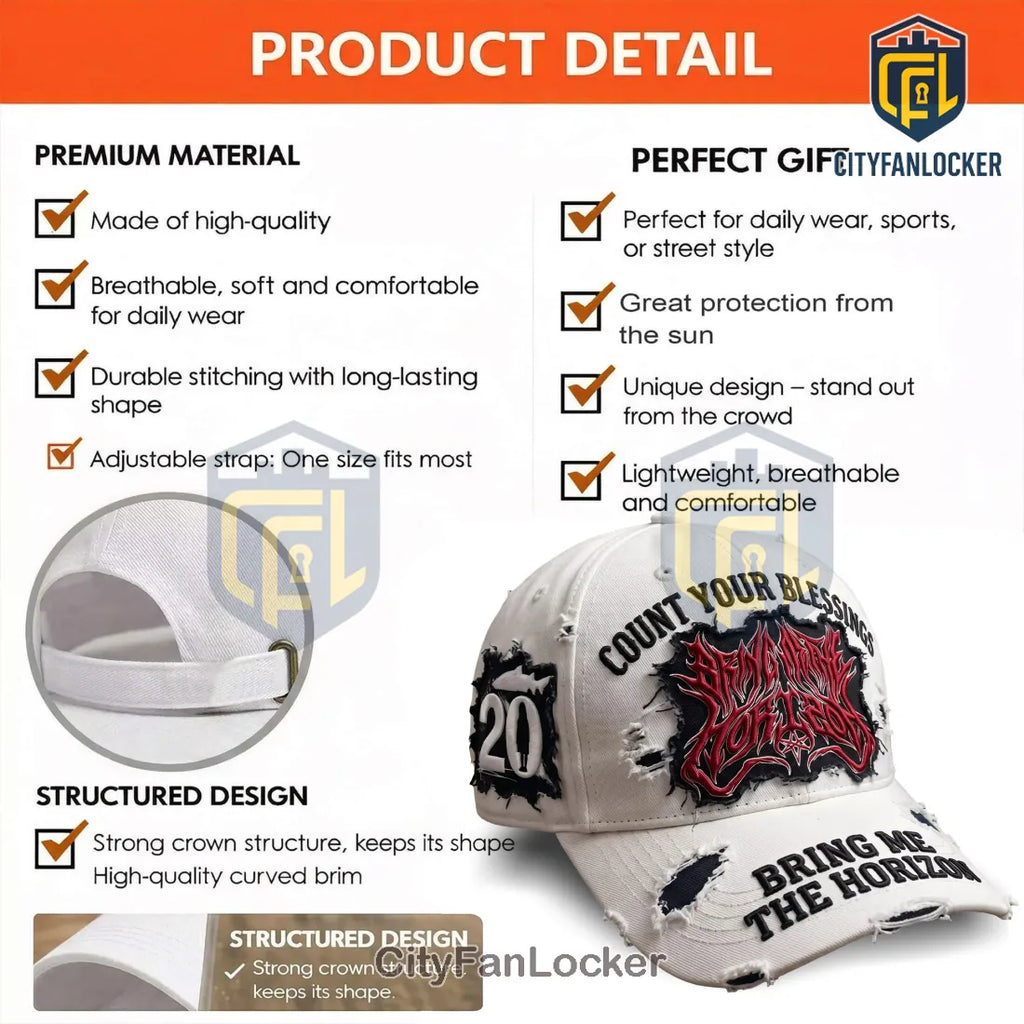 Bring Me The Horizon 20th Anniversary Distressed Baseball Cap
