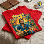 Bruce Springsteen The Beach Is My Happy Place Red T-Shirt