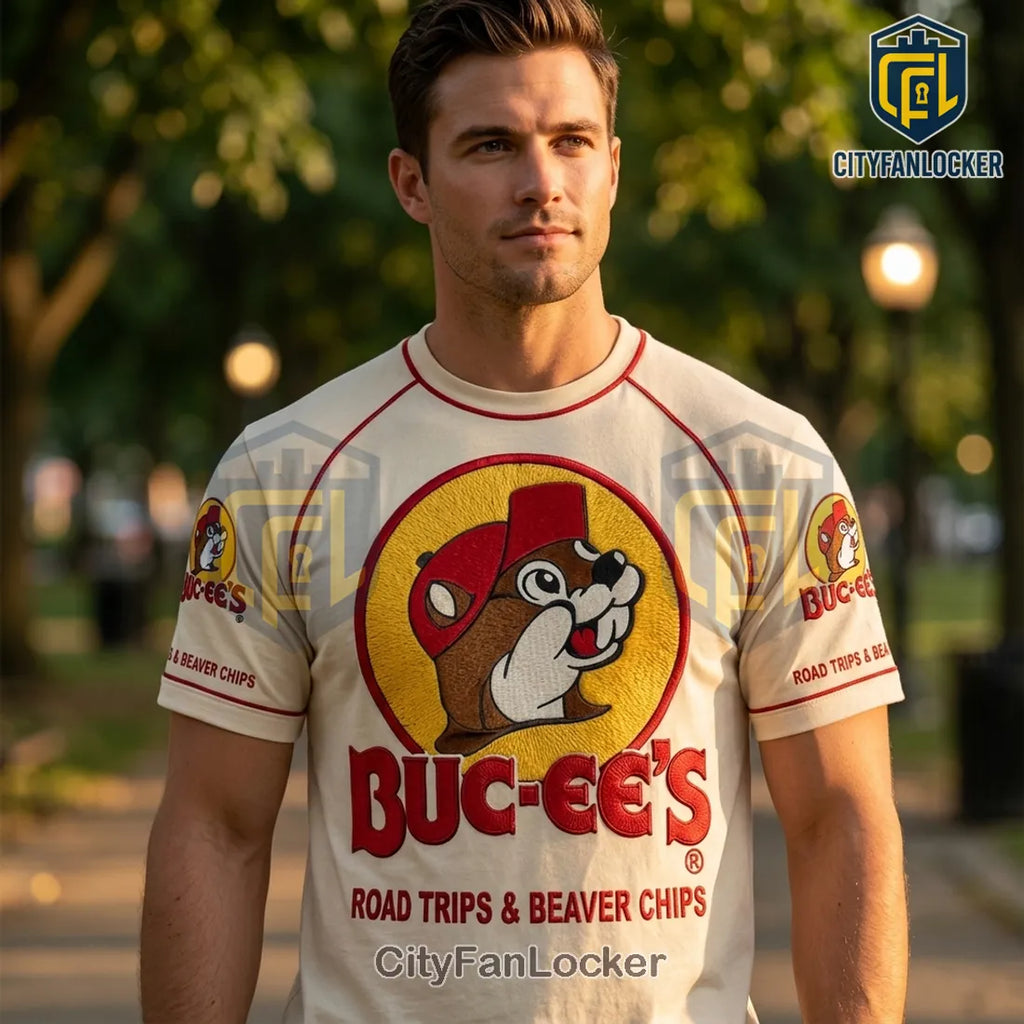 Buc-ee’s Mascot Vintage Beige Cotton Shirt