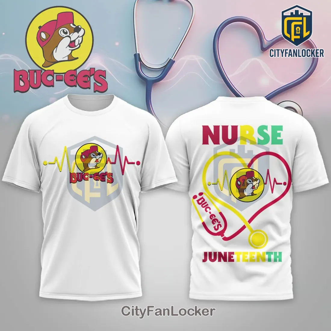 Buc-ee’s Nurse Juneteenth Heartbeat Stethoscope Shirt