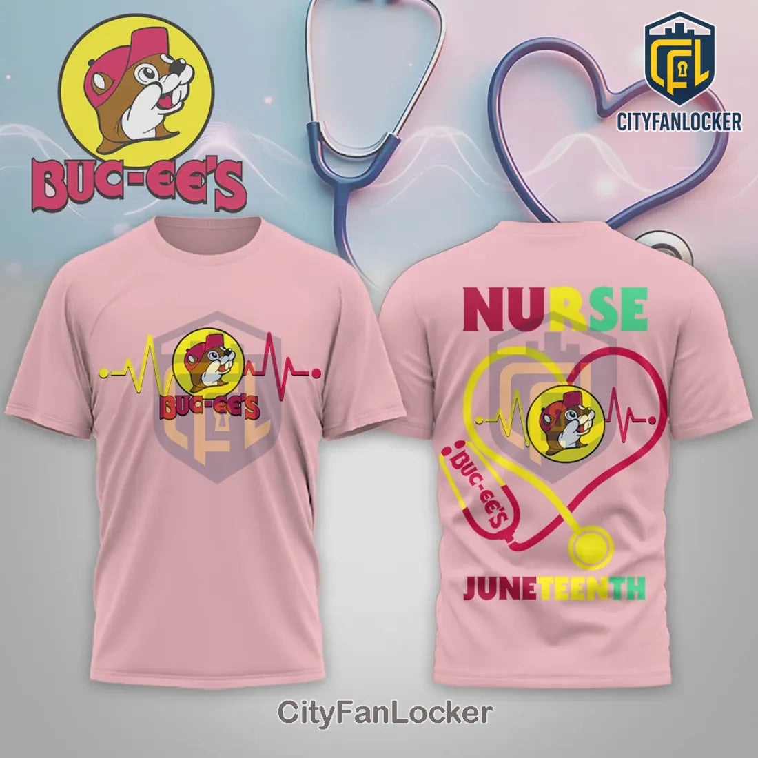 Buc-ee’s Nurse Juneteenth Heartbeat Stethoscope Shirt