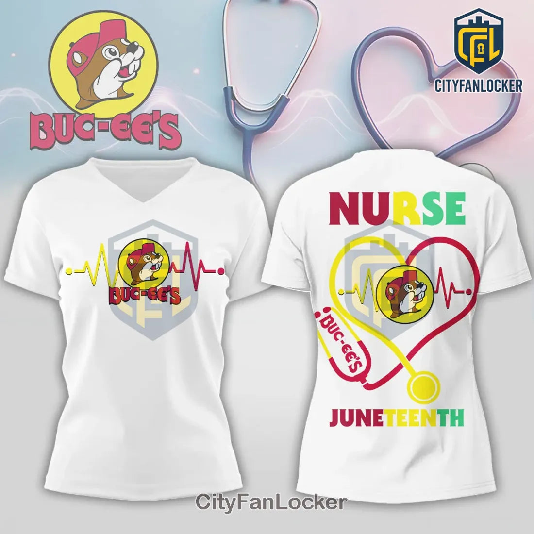 Buc-ee’s Nurse Juneteenth Heartbeat Stethoscope Shirt