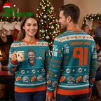Cameron Wake 91 Miami Dolphins Ugly Christmas Sweater